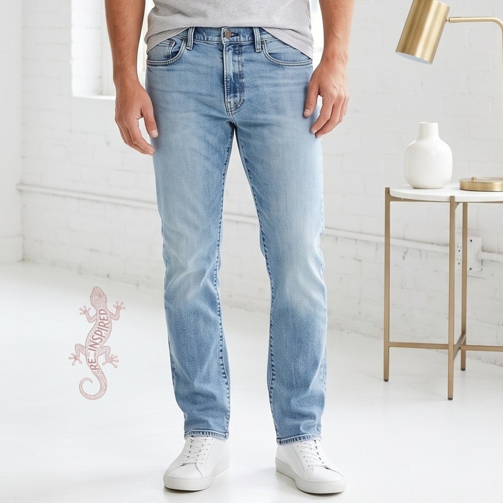 Lucky Brand 222 Taper Men 33 Light Wash Stretch Denim Jeans Everyday Casual Pico
